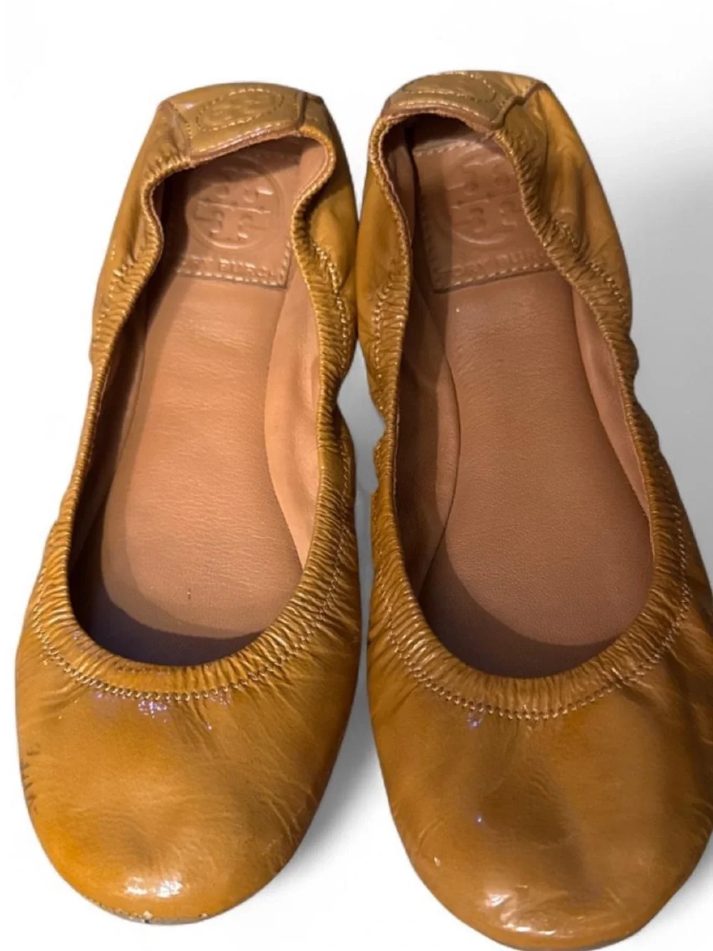 Tory Burch Leather Ballet Flats in Camel Brown - Women